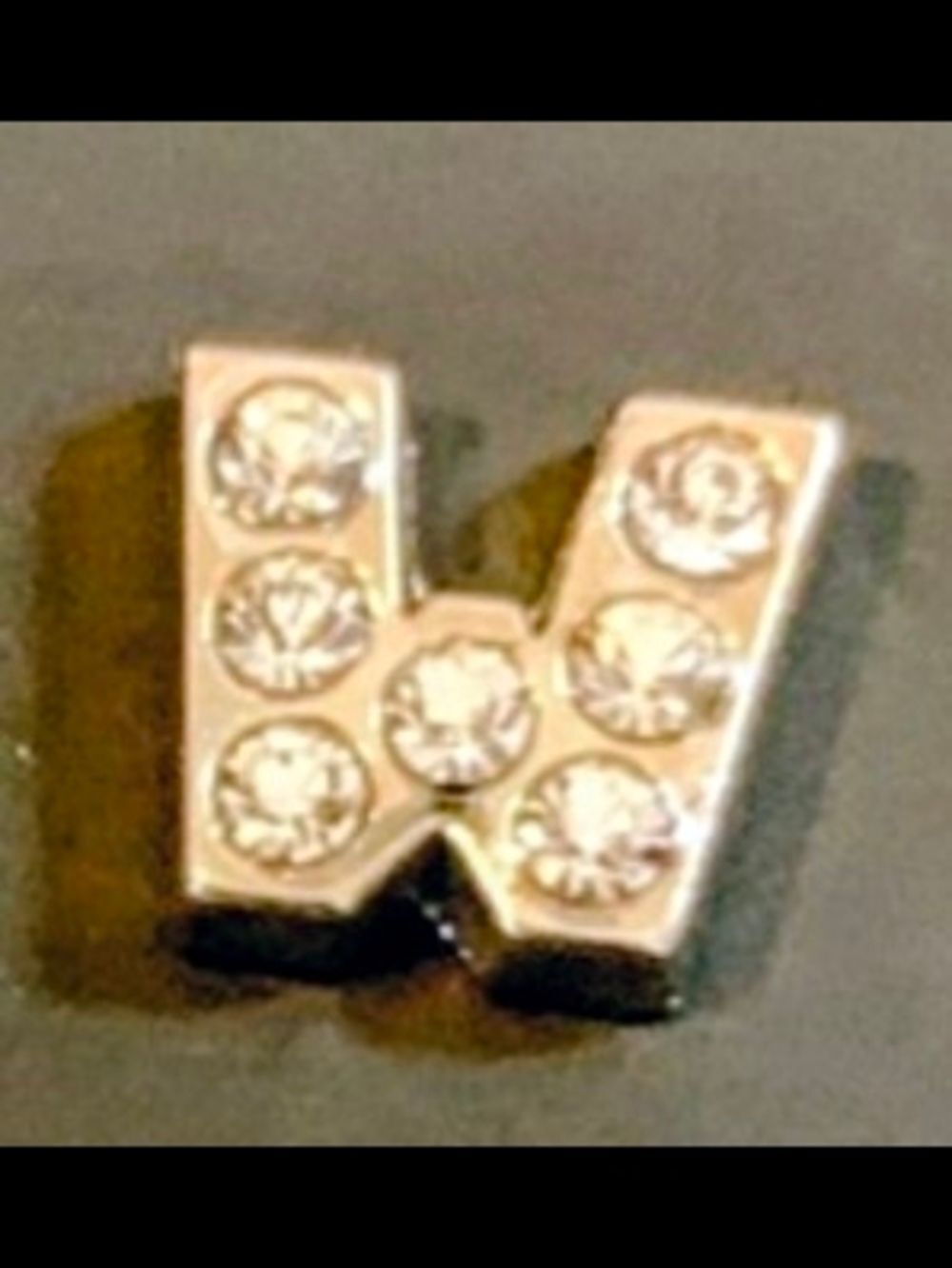 Letter W Charm With Rhiestones For Floating Lockets